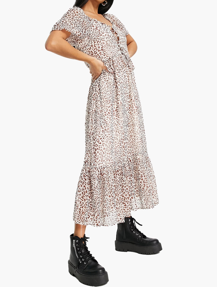MyRunway Shop Miss Selfridge Cream Chiffon Tie Front Maxi Dress